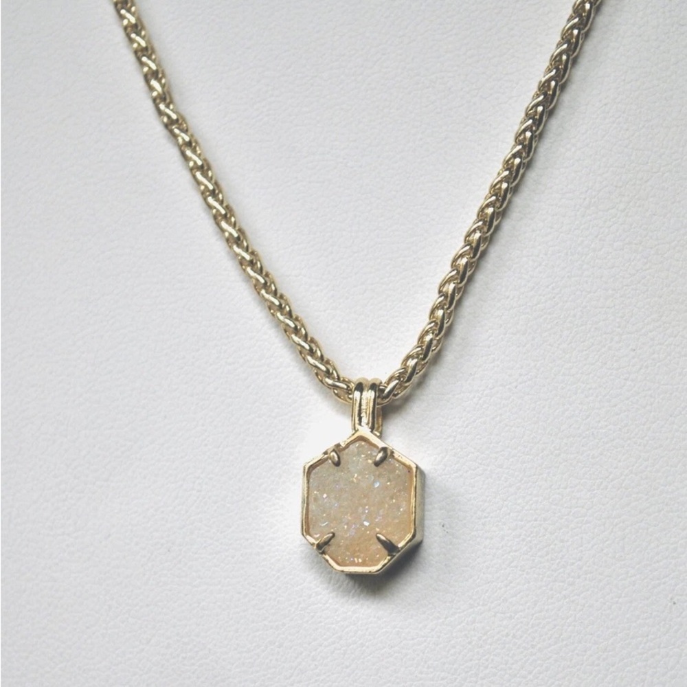 Kendra Scott • Oliver Necklace • Gold Tone Iridescent Drusy Pendant
